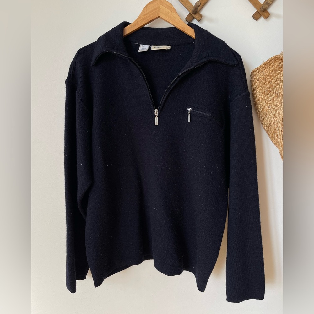 Vintage Navy Quarter-Zip Sweater